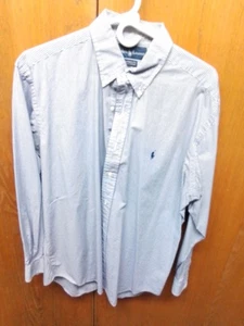 Ralph Lauren Yarmouth Men Dress Shirt Size 16 Blue Check Cotton - Picture 1 of 2