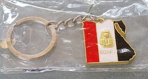 Vintage Egypt Flag Keychain Key Chain Metal New In Package Car House  - Picture 1 of 3