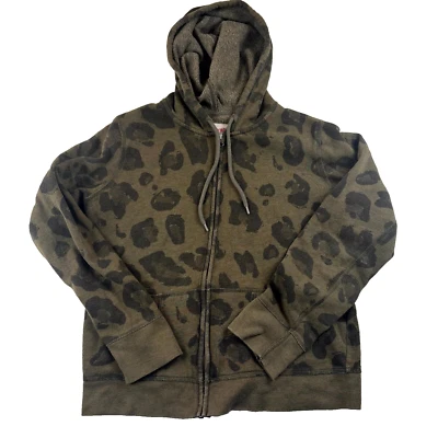 Mossimo Sudadera con Capucha Mujer Grande Verde Negro Camuflaje Forrado Bolsillos Acanalados Cremallera Completa Foto 1 de 4