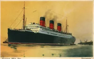 Remolcadores Cunard White Star Line Fab Ominous Eerie Yellow Gold Night Sky c1900 B630 - Imagen 1 de 2