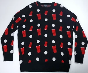 3XLB Bioworld Beer Pong rot Solo Cup Party Ugly Sweater Big & Tall - Bild 1 von 4