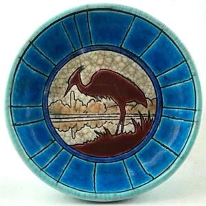 COUPELLE Ancienne EMAUX DE LONGWY Art Déco "ÉCHASSIER", années 30/1930/primavera - Imagen 1 de 7