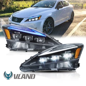VLAND Full LED Headlights For 2006-2013 Lexus IS250 IS350 ISF w/Sequential Turn - Picture 1 of 10