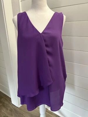 Blusa Gibson & Latimer para mujer mediana sin mangas púrpura forrada transparente fluida nueva con etiquetas Foto 1 de 4