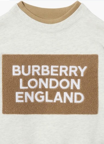 Abito felpato bambina BURBERRY Fabbio con toppe logo taglia 12M; nuovo con etichette