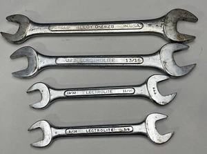 Vtg S-K Wrench Lot (4) Lectrolite Open 0-1820 thru 0-2526 9/16 thru 7/8" - Picture 1 of 15