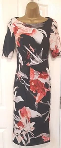 Coast Dress Sz 8 Black Pink Floral Bodycon Wedding Occasion Excellent! - Picture 1 of 9