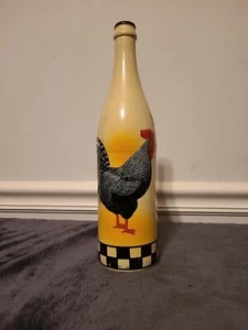 Vintage Rooster Bottle (Farmhouse Decorated Glass) 11 Inches - Picture 1 of 10