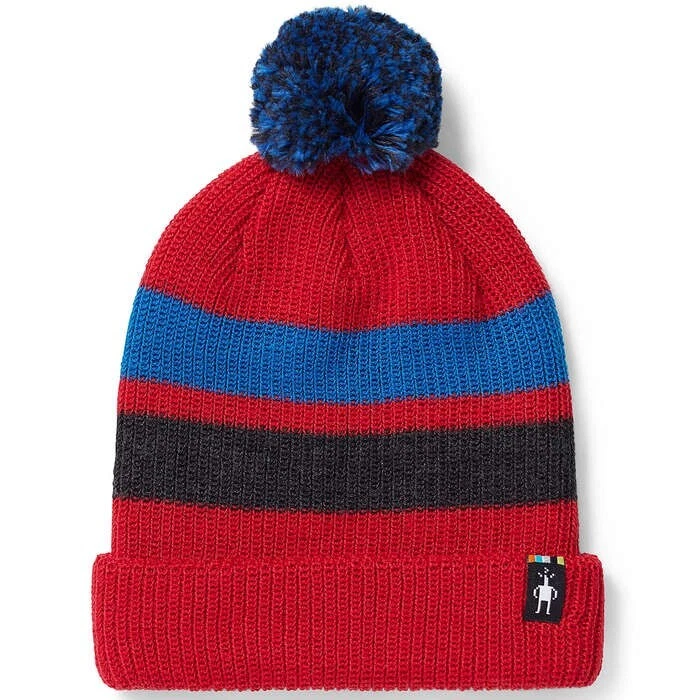 Nuevo con etiquetas Smartwool Gorro de pompón a rayas rojas rítmicas para niños L/XL Foto 1 de 1