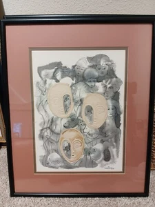 Increíble tinta y grabado original Carolina Castro Padilla "Buscar semblante" - Imagen 1 de 13