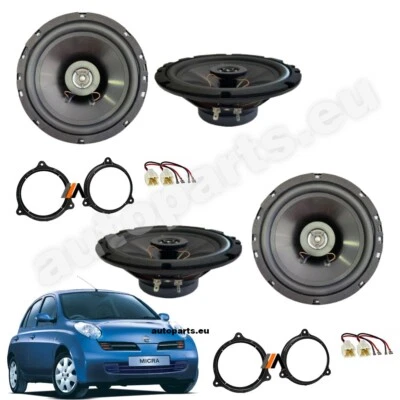 Kit 4 Haut-Parleurs 2 Voies Avant Et Arrière Pour Nissan Micra Depuis 2004 - Photo 1/4