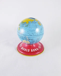 Vintage Ohio Art Co. Tin Litho World Globe Bank 3.5" - No Key - Picture 1 of 8