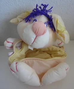 Vintage 1980s Stuffed Plush Easter Bunny Basket 1989 Puffalump Style - Picture 1 of 4