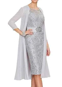 Vestidos de noche Mother of the Bride manga 3/4 talla grande hasta la rodilla vestidos de noche - Imagen 1 de 12