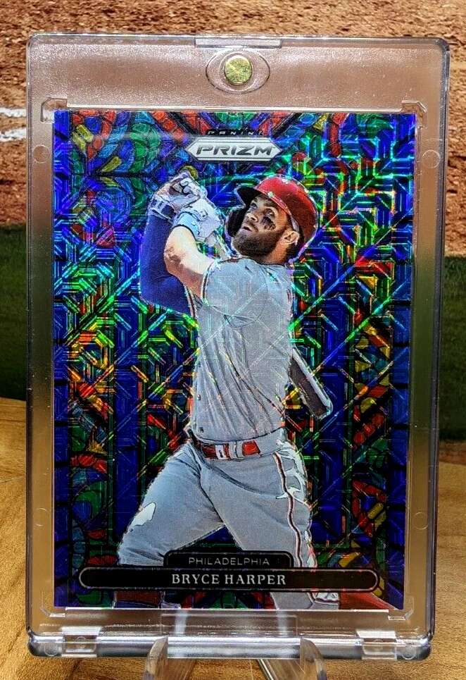 2022 PANINI PRIZM - BRYCE HARPER STAINED GLASS - BLUE MOJO PRIZM SER# 007/199 !