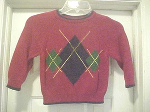 Pariser Kinder Jungen Größe 2T rot Strick Argyle Pullover Pulli Langarm - Bild 1 von 5