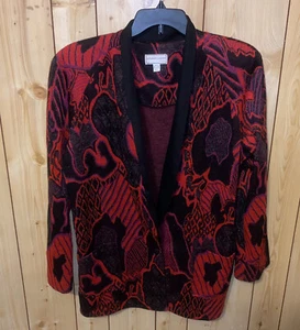 VTG Donovan Galvani Dallas Size 18 Sweater Red Geometric Metallic Jacket USA - Picture 1 of 5