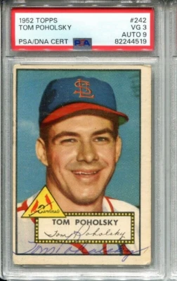 Signed 1952 Topps #242 Tom Poholsky PSA 3 DNA MINT 9 Auto Cardinals - Image 1 of 2