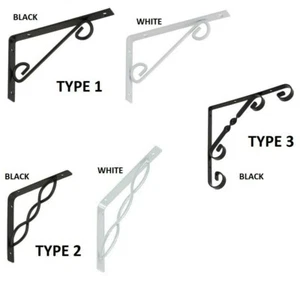 Decorative Shelf Supports Support Metal Ornamental Brackets Black White - Picture 1 of 4