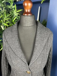 J Crew Cable Knit Cardigan Grey Merino Cashmere Wool Blend Shawl Collar Small - Picture 1 of 6