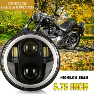 5.75" 5-3/4'' Round Black LED Headlight High Low Beam DRL for Harley Motorcycle - Picture 1 of 12