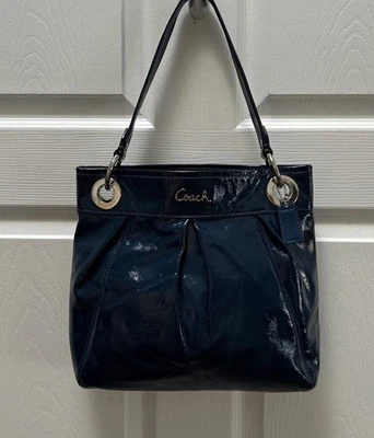 Coach Ashley Patent Leather Hippie Teal Tote Bag F17958 - Image 1 of 4