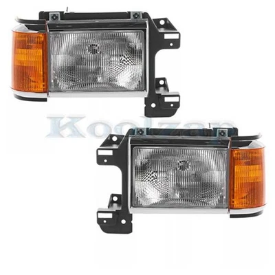 For 87-91 F-Series Truck/Bronco Headlight Headlamp Chrome Trim w/Bulb PAIR SET - Image 1 of 4