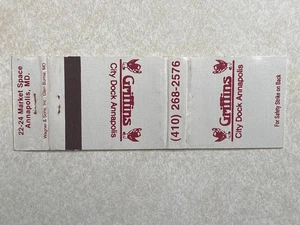 AP34 Vintage Matchbook Cover Griffins City Dock Restaurant Annapolis Maryland MD - Picture 1 of 2