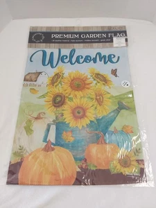Creekside Premium Fall Garden Flag "Welcome" Sunflowers & Pumpkins 12.5W X 18" H - Picture 1 of 4