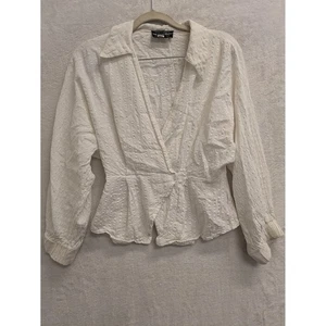 The Fifth Label XS White Textured Wrap Blouse Top Long Sleeve US 0-2 - Picture 1 of 8