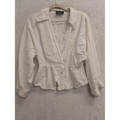 The Fifth Label XS White Textured Wrap Blouse Top Long Sleeve US 0-2 - Image 1 of 4
