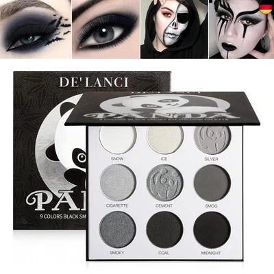 BESUCHE DEN DE'LANCI-STORE Black Smoky Lidschatten-Palette, DE?LANCI PANDA 9 Farben True Black Dark Grey