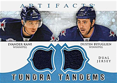 2012-13 Artifacts Tundra Tandem Jerseys of Dustin Byfuglien & Evander Kane 12-13 - Image 1 of 2