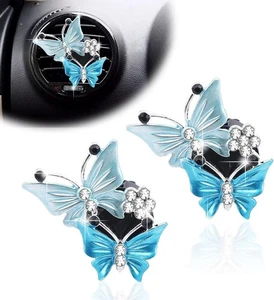 2Pcs Dual Butterfly Diamond Car Air Fresheners Vent Clips, Cute Dual Butterfly - Picture 1 of 7
