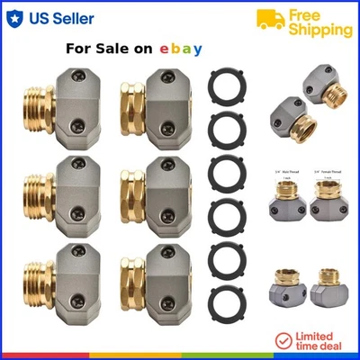 Conector de reparo de mangueira de jardim latão fêmea macho 5/8 3/4 polegadas durável reutilizável - Imagem 1 de 4