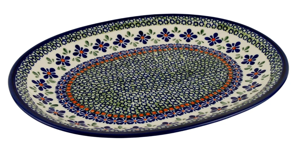 ZAKLADY CERAMICZNE BOLESLAWIEC Polish Pottery Oval Large Platter 13 ½" L x 10 ½" W by Zaklady Boleslawiec