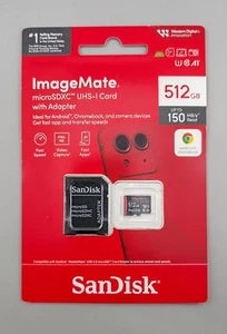 SanDisk ImageMate 512 Go — 150 Mo/s classe 10 microSDXC UHS-I avec adaptateur - Photo 1 sur 2