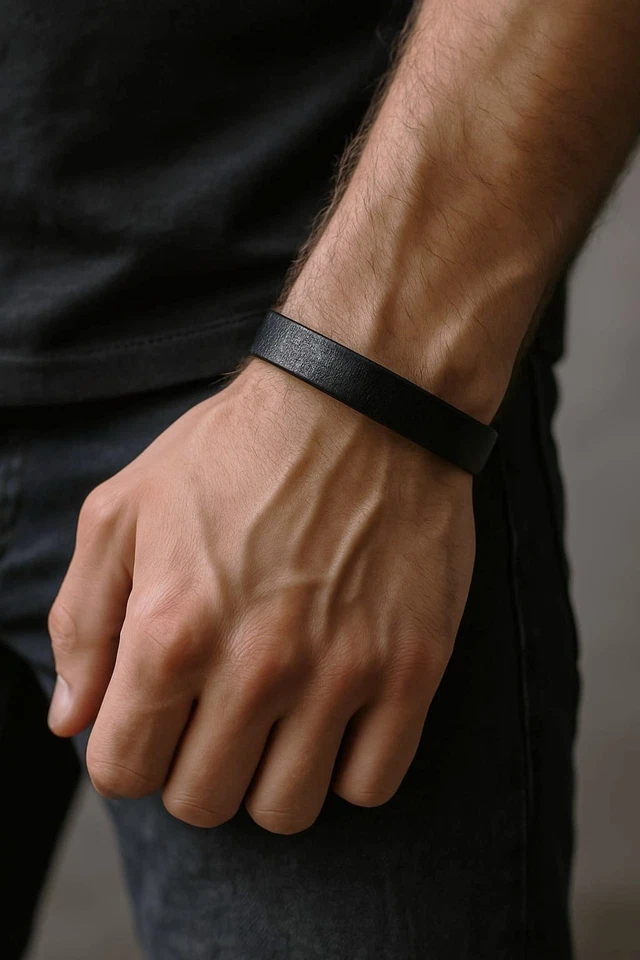 Pulseira de couro personalizada para homens, gravada personalizada, joias masculinas, para ele - Imagem 1 de 4