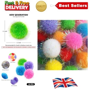 Extra Large Cat Chase Glitter Balls - 20PCS Safe Plush Toy Set for Kittens - Picture 1 of 8