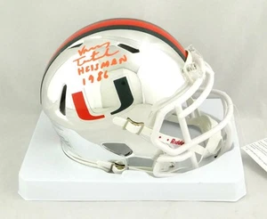 Vinny Testaverde Signed Hurricanes Chrome Speed Mini Helmet w/ Insc- JSA W Auth - Picture 1 of 5