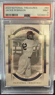 2024 National Treasures Jackie Robinson No64/99 Brooklyn Dodgers PSA 9 как новая - Изображение 1 из 2