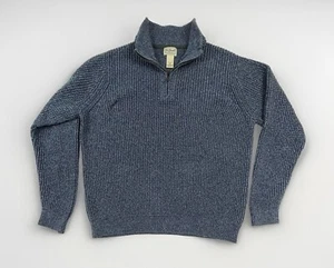 Suéter de punto extra grueso con cremallera LL Bean 1/4 para hombre L azul algodón orgánico pulóver - Imagen 1 de 7