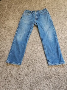 Pantalones de mezclilla forrados de franela Carhartt para hombre talla 35 x 30 azul ropa de trabajo tareas - Imagen 1 de 13
