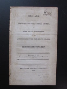 US Government Document War of 1812 Perry Battle of Lake Erie Creek Indians 1813 - Picture 1 of 2