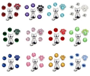 Floating Charm Charms Cat Birthstones Paw Lover Pet fit Glass Lockets - Picture 1 of 15