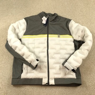 Original Penguin Mens 2XL Jacket Full Zip Quilted White Gray Yellow New - Image 1 of 4