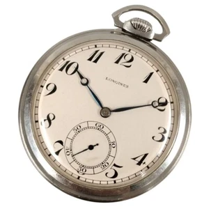 Vintage Longines Pocket Watch Silver 15J Manual Wind Small Seconds Works - Picture 1 of 10