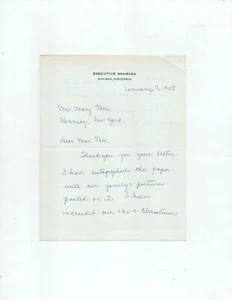 signed 1958 letter by Helen Thomson, wife of Wisconsin Governor Vernon Thomson - Picture 1 of 4