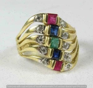 3.50 Ct Princess Cut Multi Color Cocktail Engagement Ring 14K Yellow Gold Finish - Picture 1 of 10