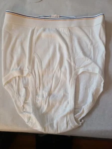 Fruit of the Loom Size Medium 34-36 Underwear White Briefs Blue Gold NOS - Picture 1 of 6